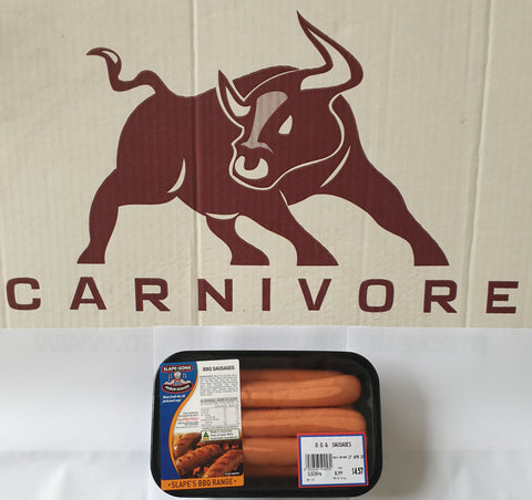 BBQ Beef thin sausages 500gm tray $7.00