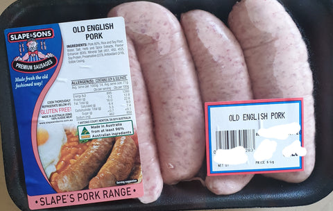 Thick Pork Sausage Frozen $8.00 tray 500gm